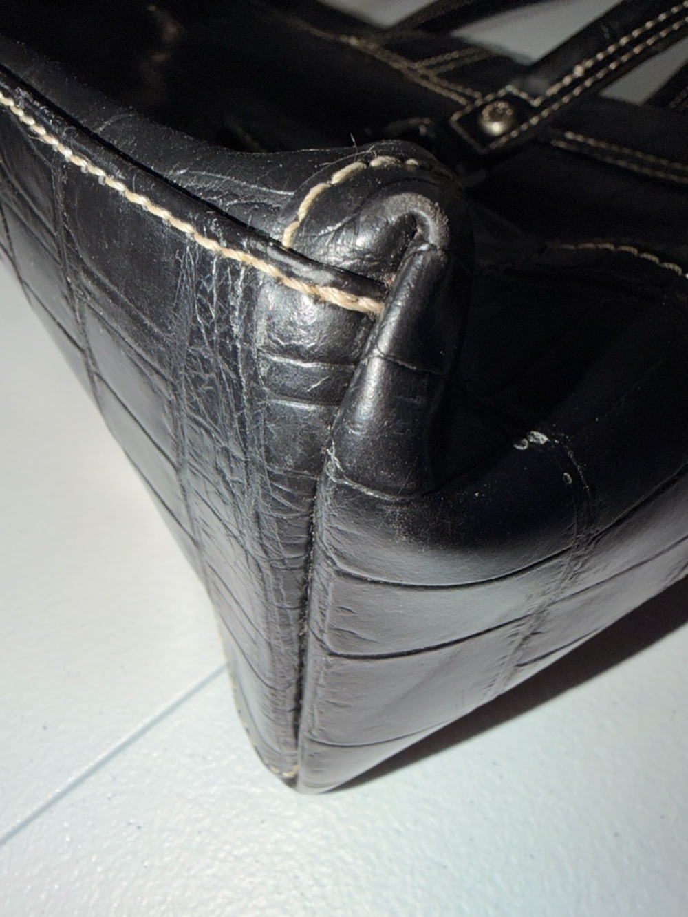 Liz Claiborne Black Croc-Embossed Shoulder Tote - Picture 7 of 16